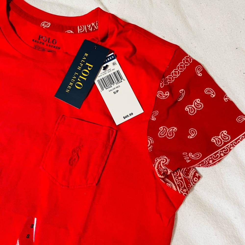 Polo by Ralph Lauren Valour Red ❤️‍🔥Bandana print sleeve tees 🌹